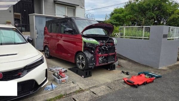 【大牟田市】日産ルークスのフロントバンパーを交換しました